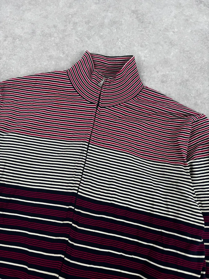 2000s Prada Navy Reversible Striped Nylon Jacket - Image 11