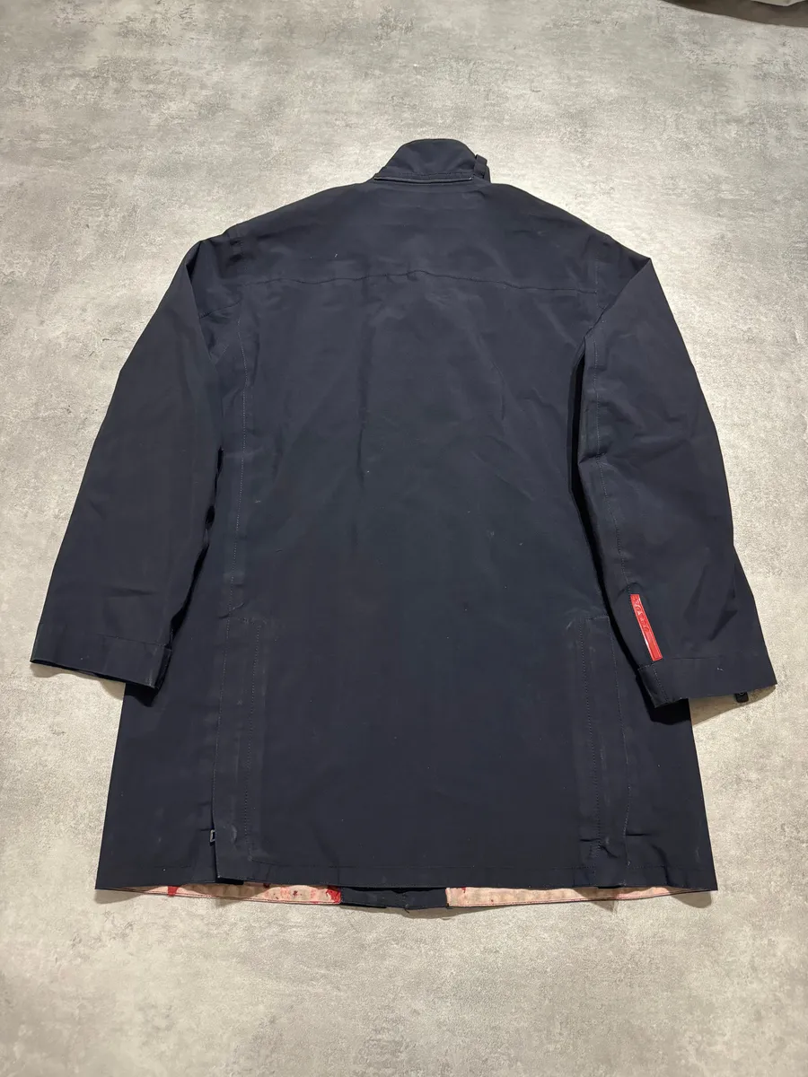 2000s Prada Navy Windbreaker Long Jacket - Image 4
