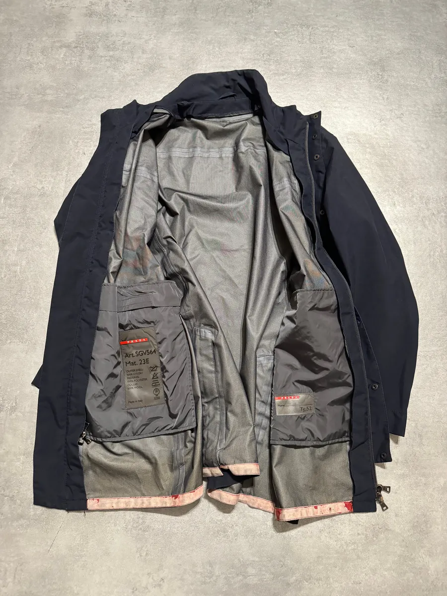 2000s Prada Navy Windbreaker Long Jacket - Image 7