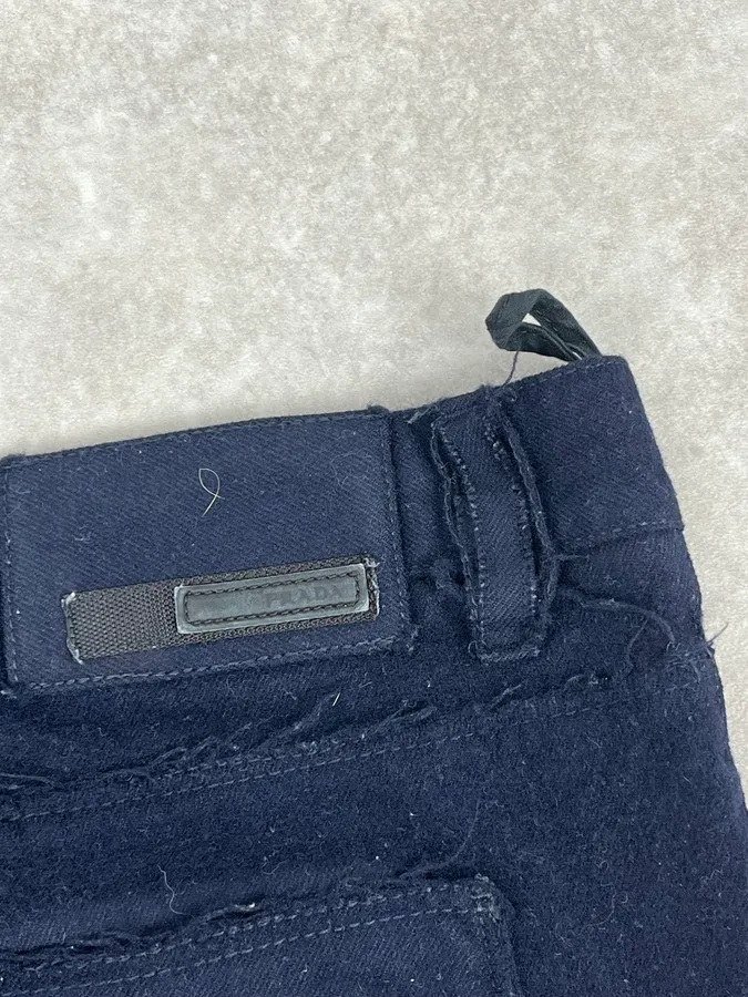 2000s Prada Navy Wool Minimalist Pants - Image 10