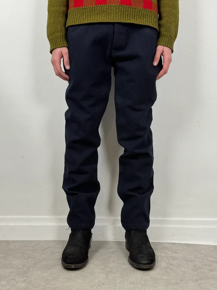 2000s Prada Navy Wool Minimalist Pants - Image 3