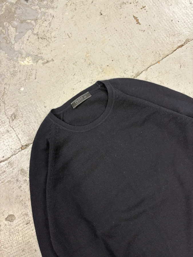 2000s Prada Navy Wool Minimalist Sweater - Image 5