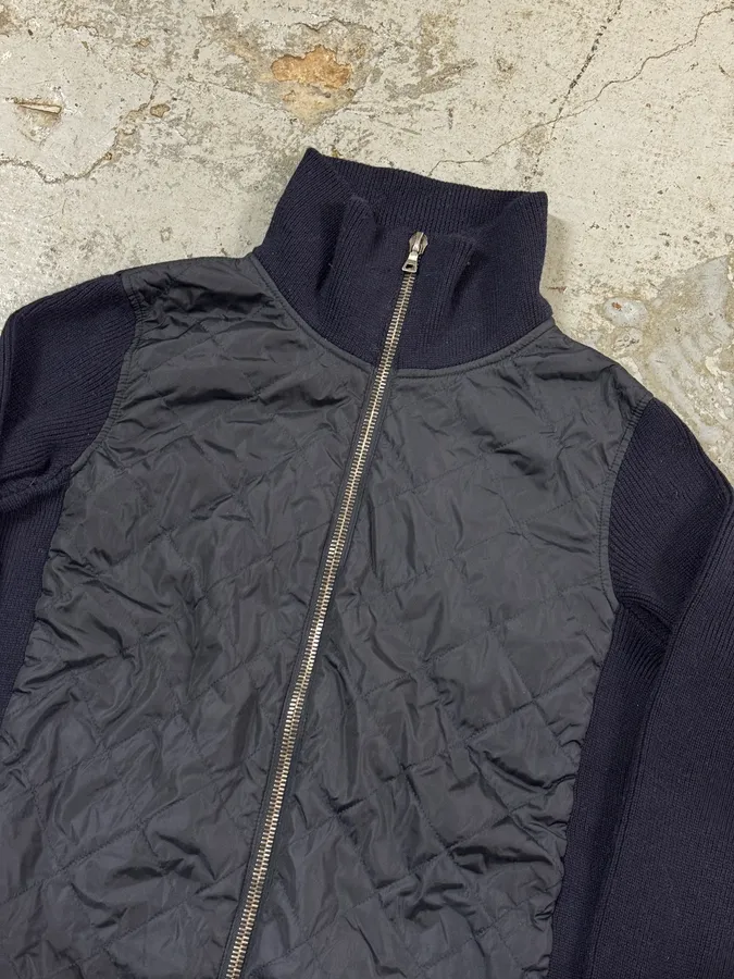2000s Prada Navy Wool Quilted Front Zip-up Jacket - Image 5