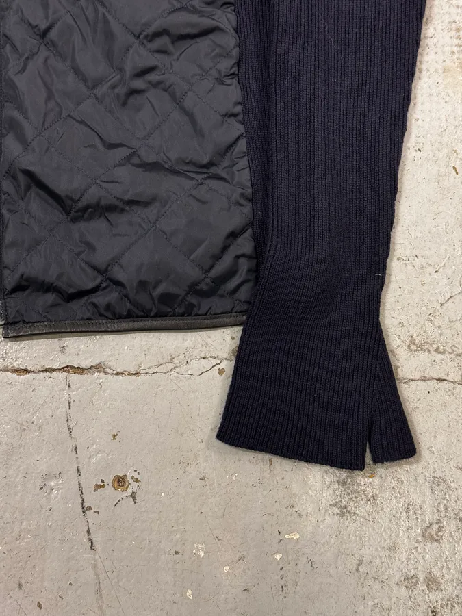2000s Prada Navy Wool Quilted Front Zip-up Jacket - Image 8