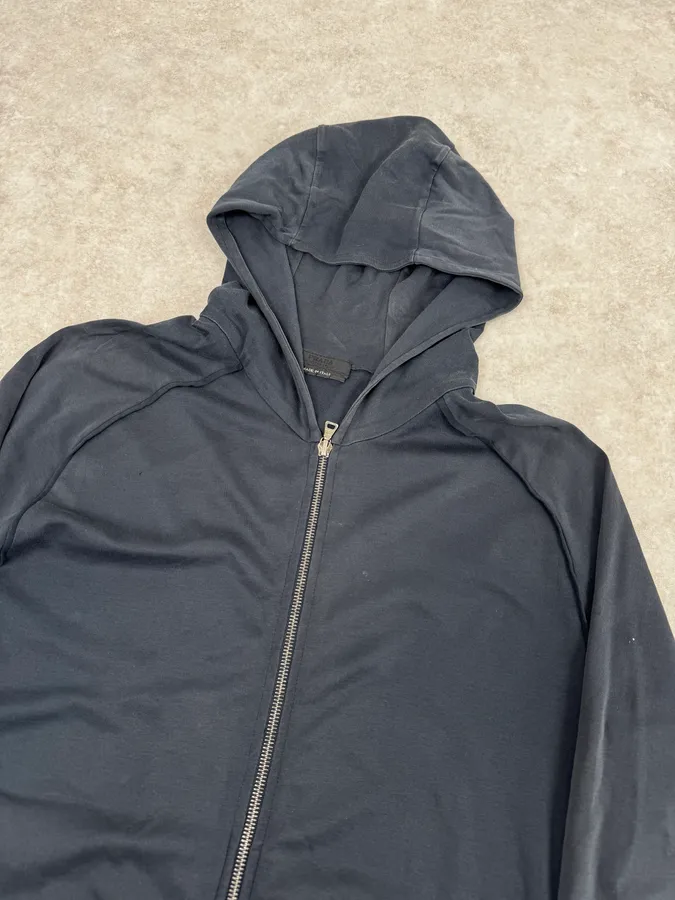 2000s Prada Navy Zip Up Hooded Sweater - Image 5