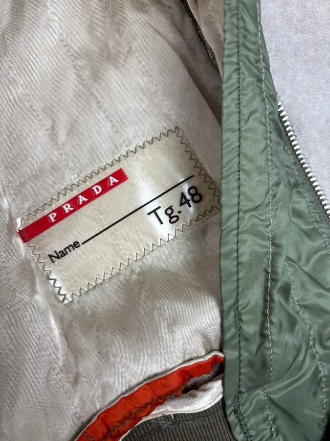 2000s Prada Nylon Green Light Bomber Jacket - Image 12