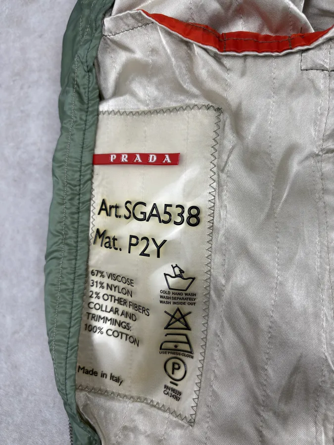 2000s Prada Nylon Green Light Bomber Jacket - Image 13