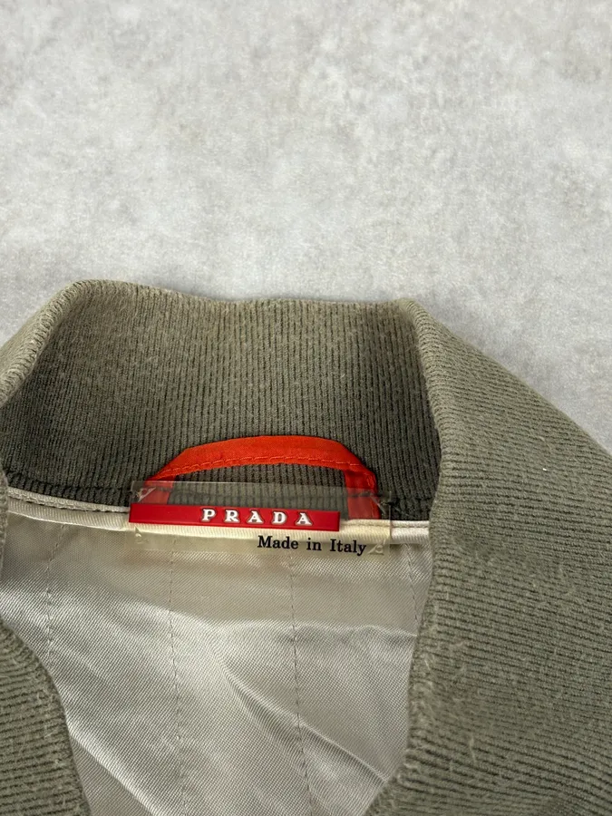 2000s Prada Nylon Green Light Bomber Jacket - Image 5