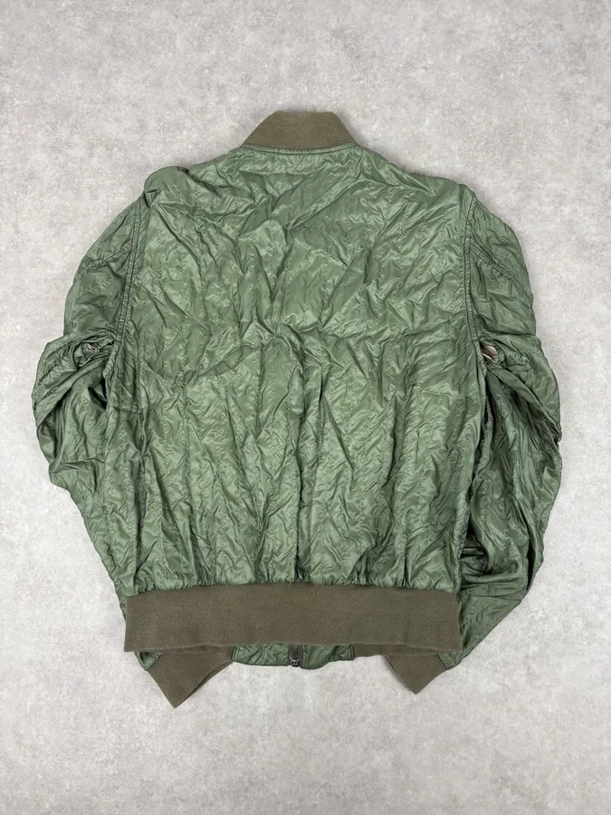 2000s Prada Nylon Green Light Bomber Jacket - Image 6