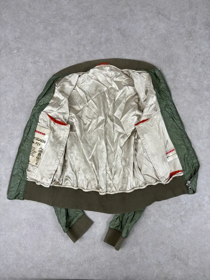 2000s Prada Nylon Green Light Bomber Jacket - Image 8