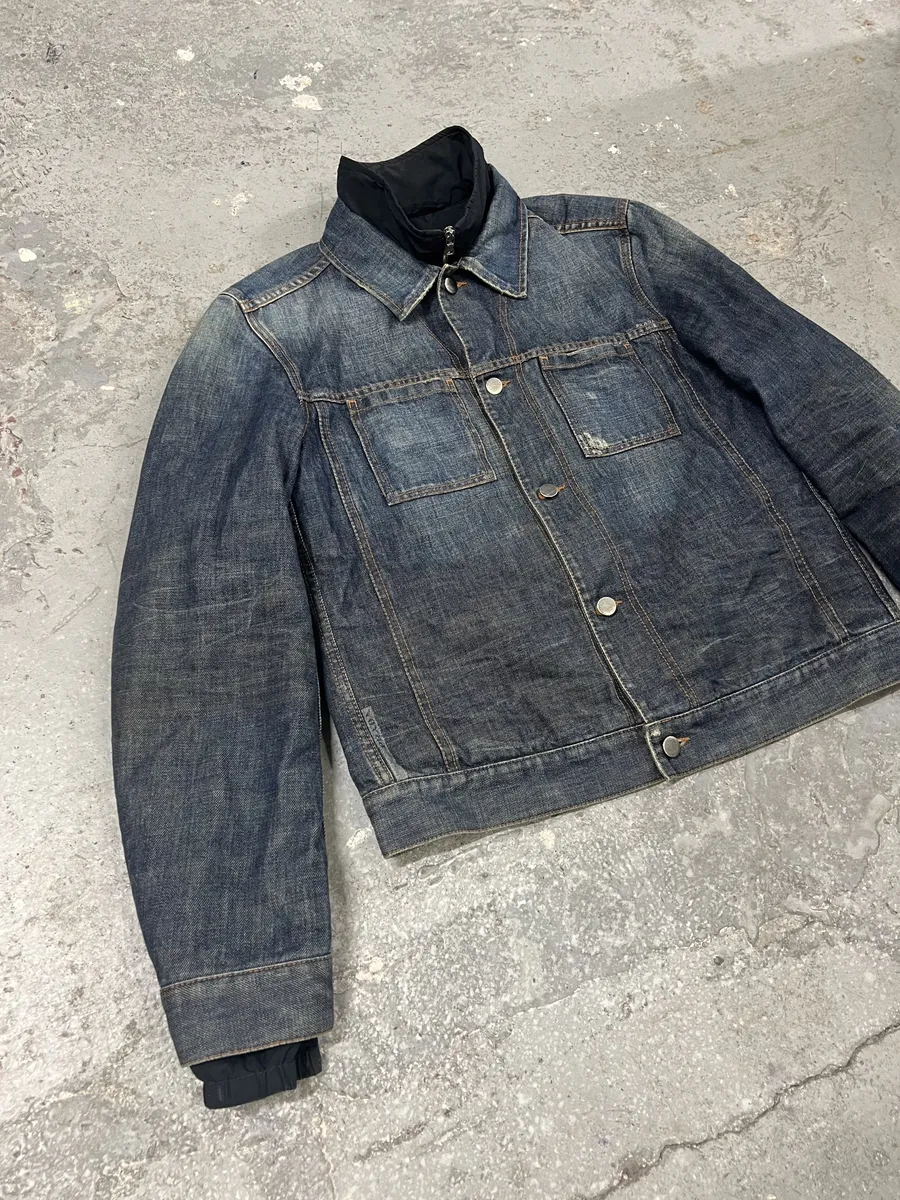 2000s Prada Nylon Lining Denim Jacket - Image 4