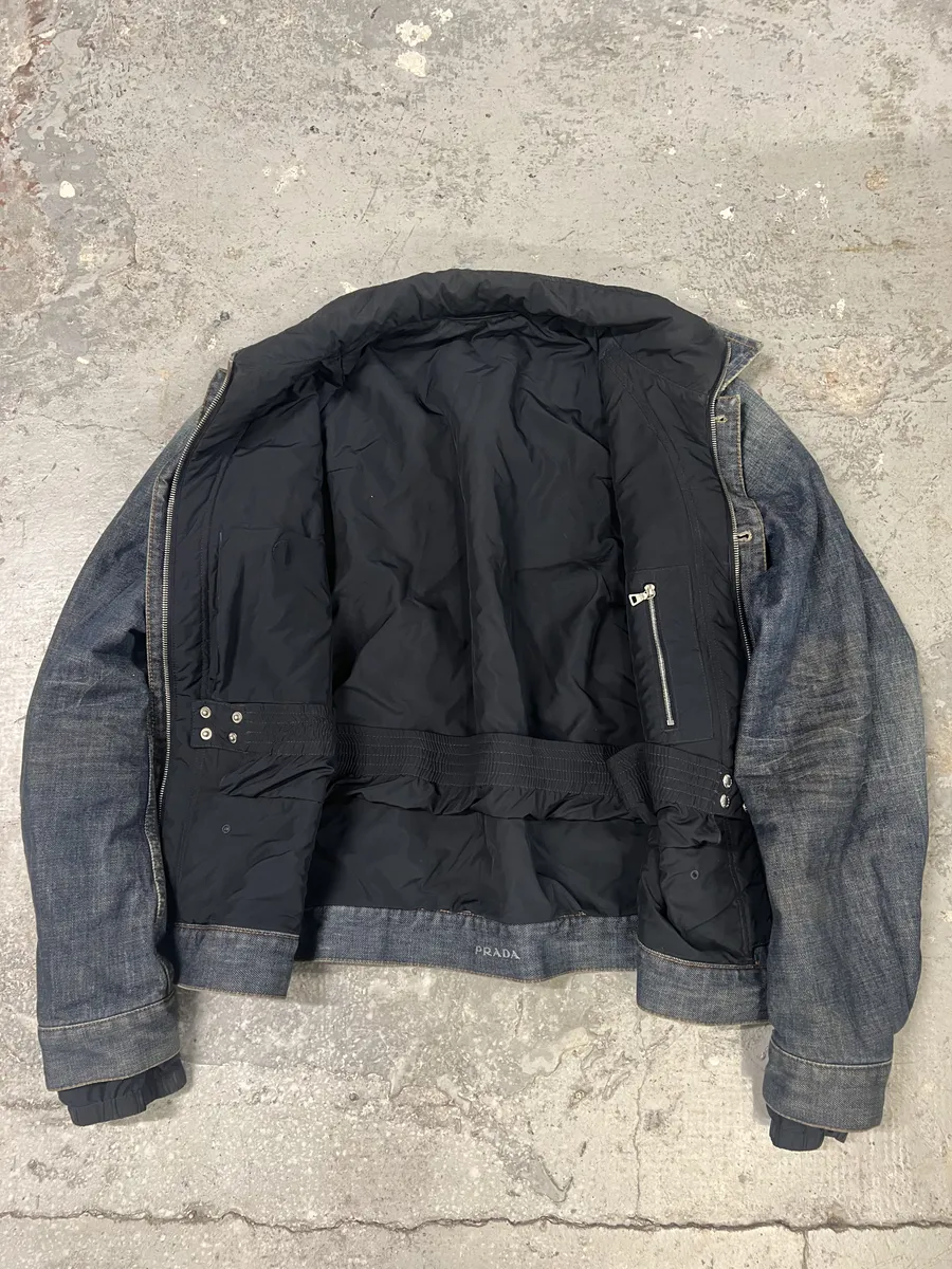 2000s Prada Nylon Lining Denim Jacket - Image 5