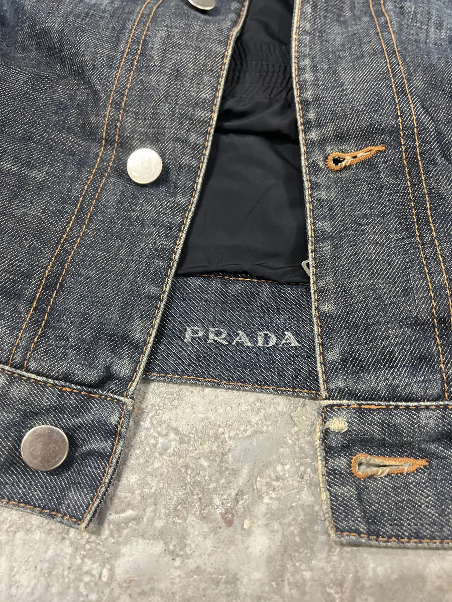 2000s Prada Nylon Lining Denim Jacket - Image 6