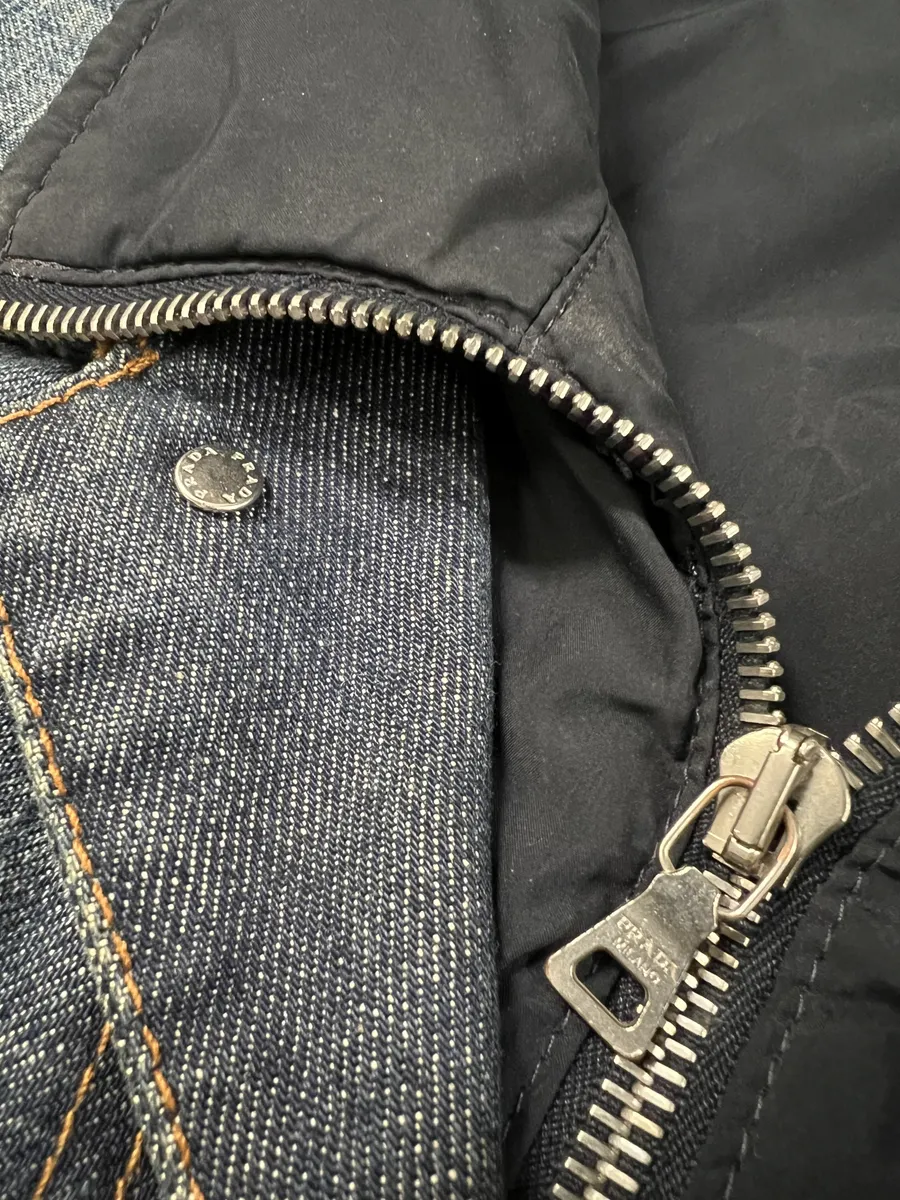 2000s Prada Nylon Lining Denim Jacket - Image 9