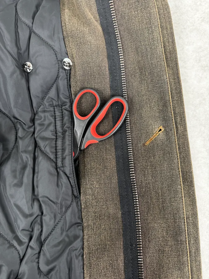 2000s Prada Olive Denim Cargo Long Jacket - Image 12