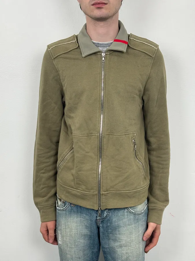 2000s Prada Olive Green Cozy Zip-Up Jacket - Image 2