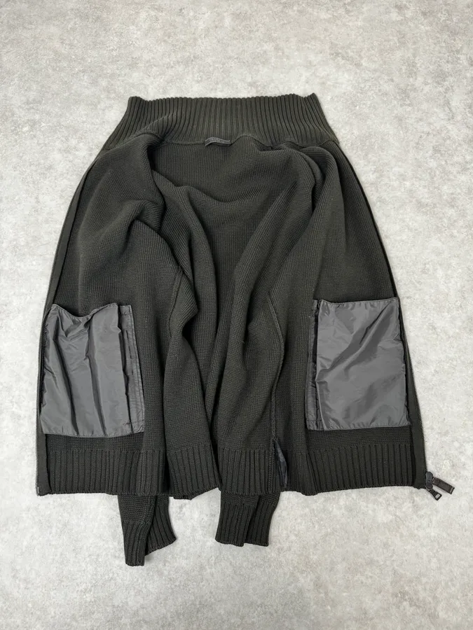 2000s Prada Olive Green Wool Zip-up Sweater - Image 7