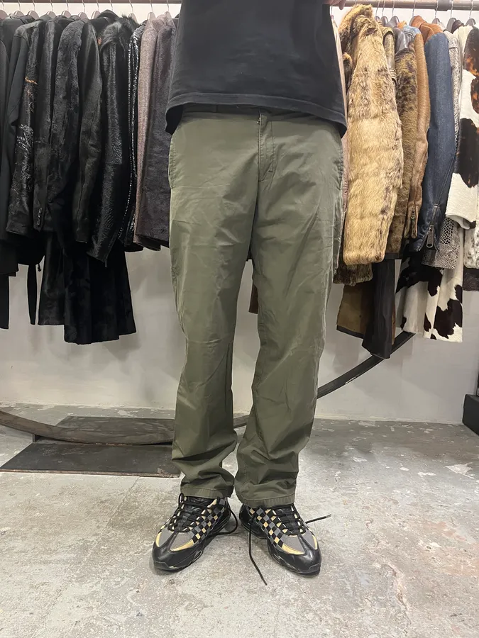 2000s Prada Olive Linea Rossa Pants - Image 2