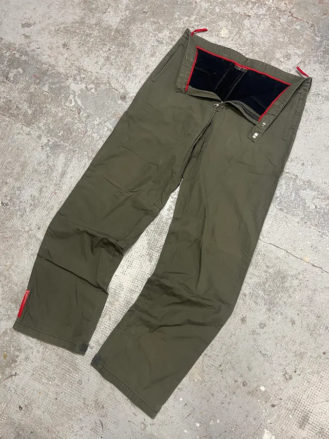 2000s Prada Olive Linea Rossa Pants - Image 6