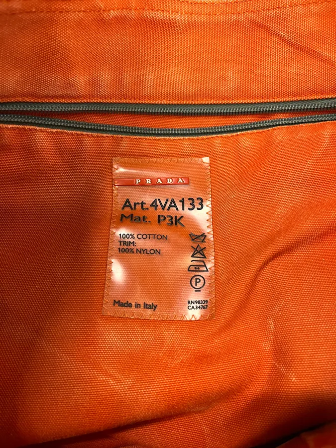 2000s Prada Orange Canvas Handle Bag - Image 7
