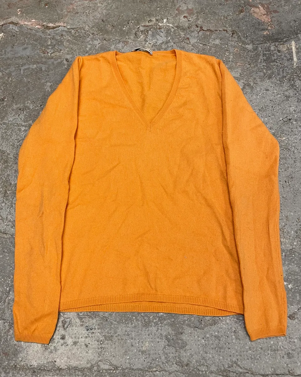 2000s Prada Orange V Neck Sweater - Image 2