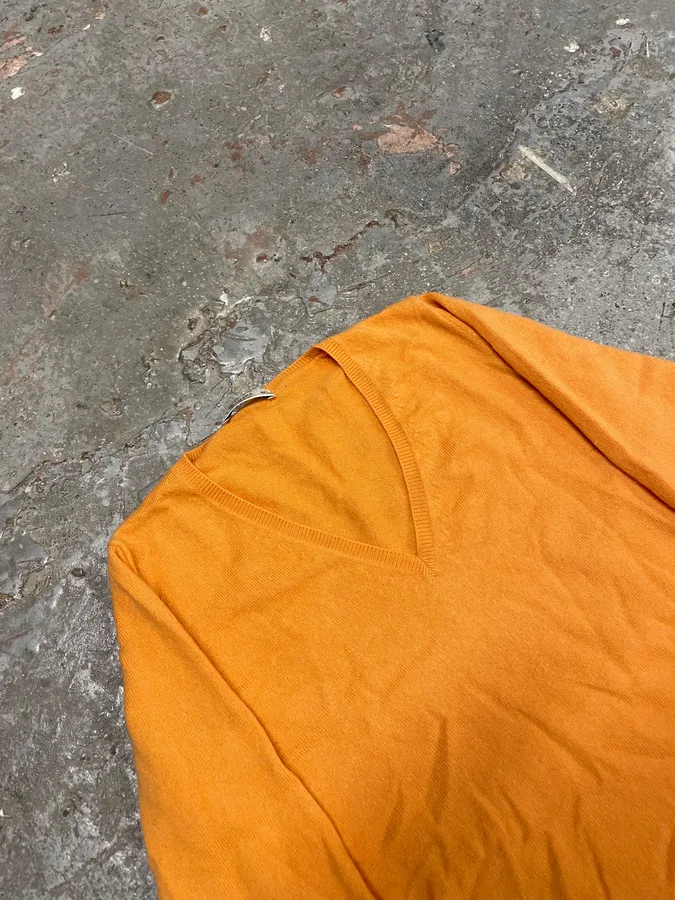 2000s Prada Orange V Neck Sweater - Image 4