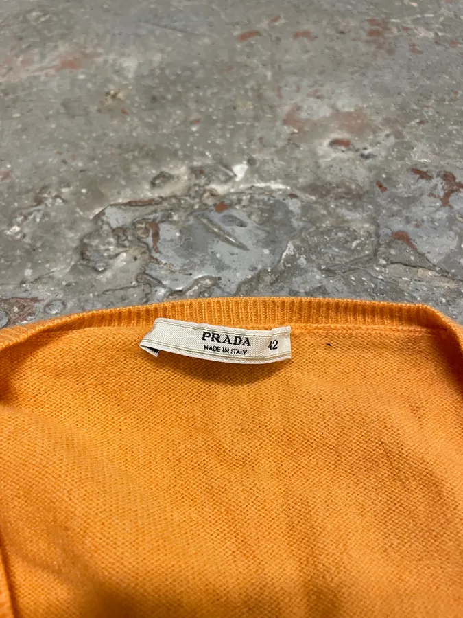 2000s Prada Orange V Neck Sweater - Image 6