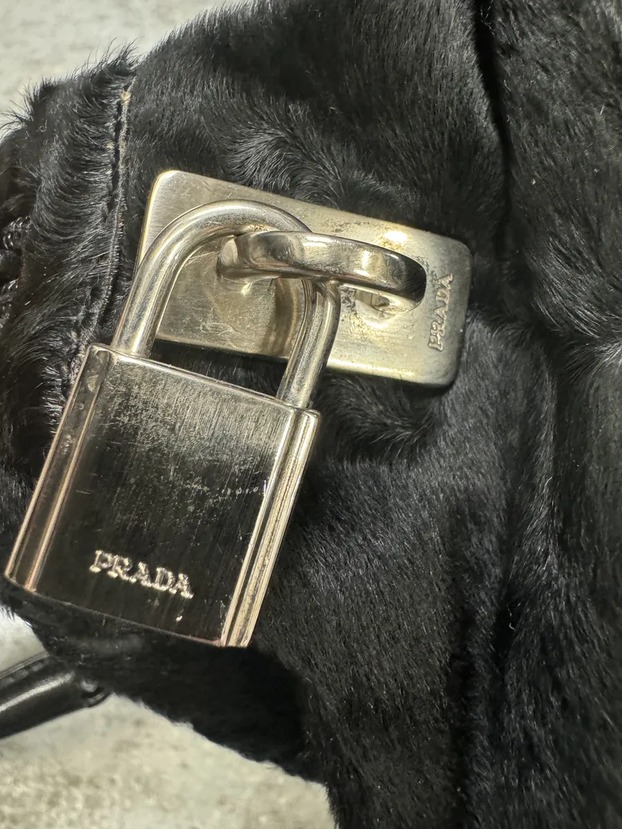 2000s Prada Pony Hair Black Leather Bowling Handle Bag - Image 5