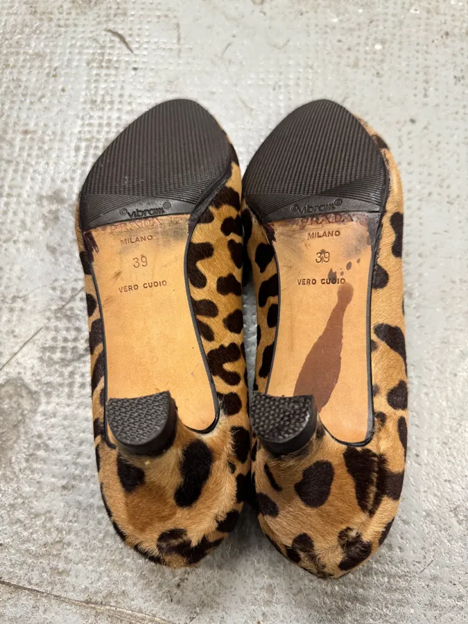 2000s Prada Pony Hair Leopard Heels Pumps - Image 9