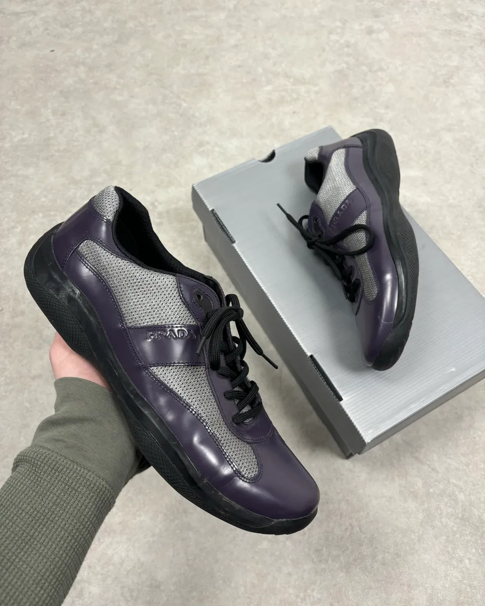 2000s Prada Purple Leather Mesh Sneaker Size 43