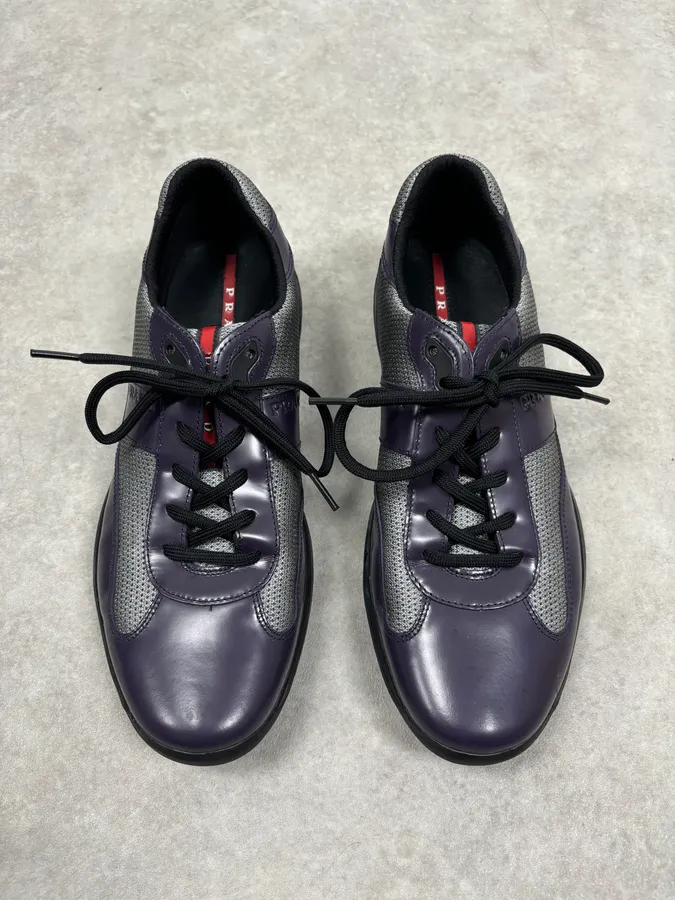 2000s Prada Purple Leather Mesh Sneaker Size 43 - Image 2