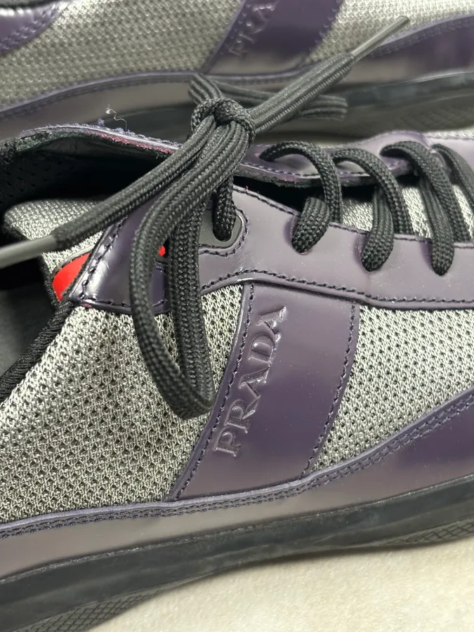 2000s Prada Purple Leather Mesh Sneaker Size 43 - Image 5
