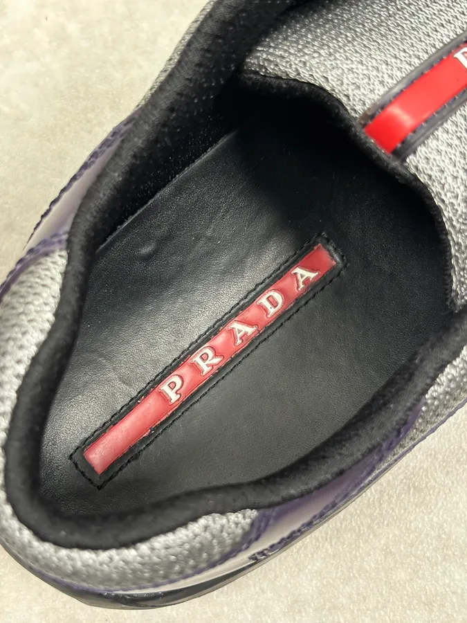 2000s Prada Purple Leather Mesh Sneaker Size 43 - Image 6