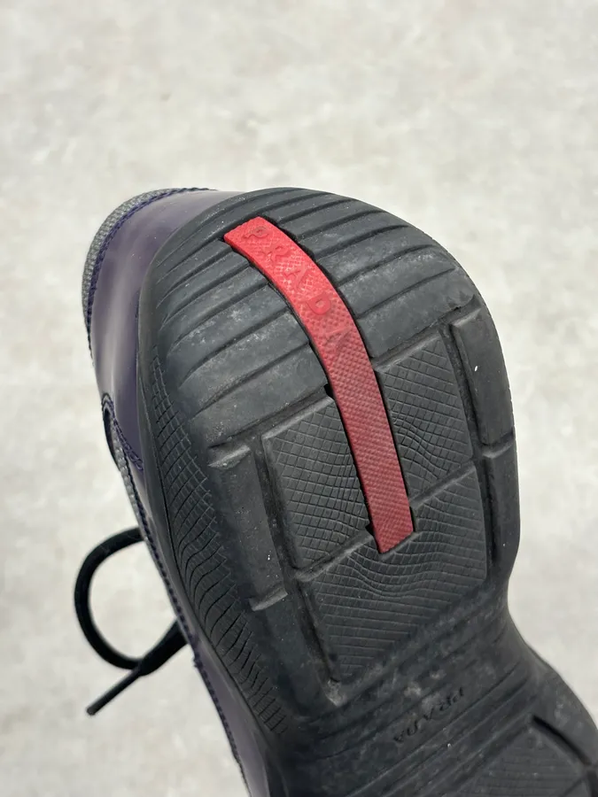 2000s Prada Purple Leather Mesh Sneaker Size 43 - Image 7