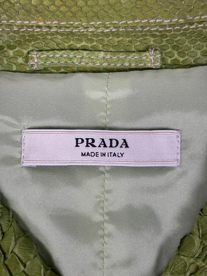 2000s Prada Python Green Leather Jacket - Image 10