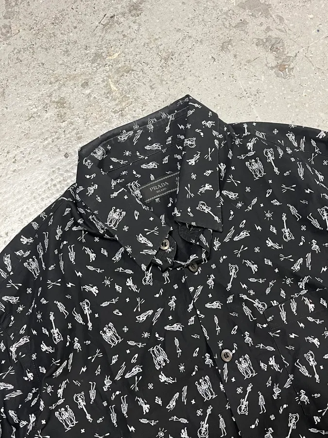 2000s Prada Rock Guitar Mafia Black Shirt - Image 5