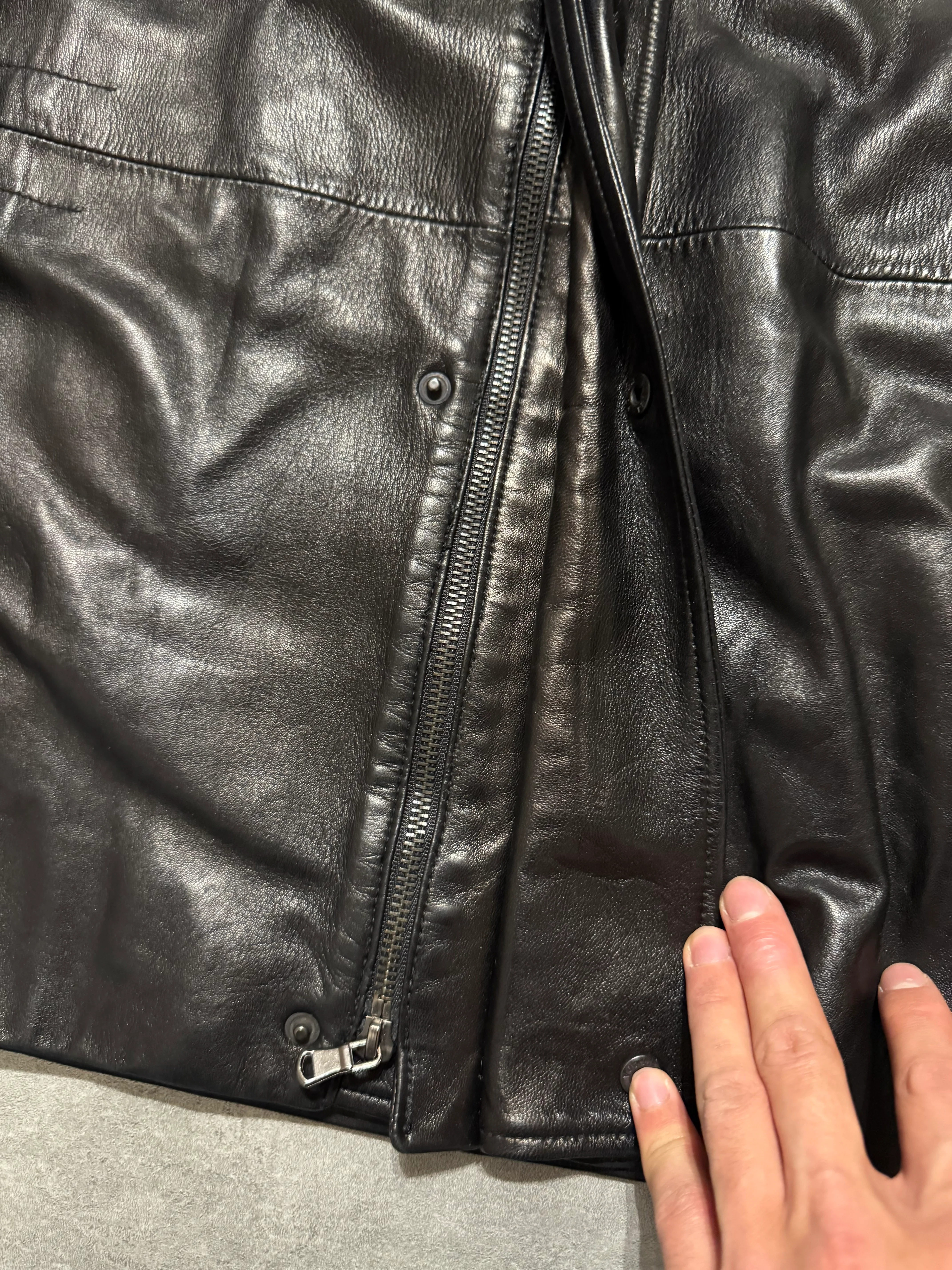 2000s Prada Sample Black Hooded Leather Jacket - Image 6