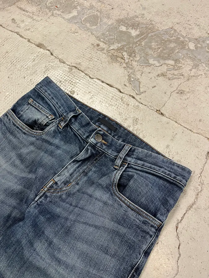 2000s Prada Slim Faded Blue Denim Jeans - Image 4