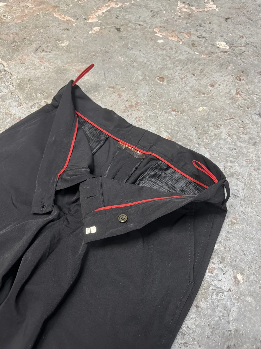 2000s Prada Sport Black Linea Rossa Zip Pants - Image 6