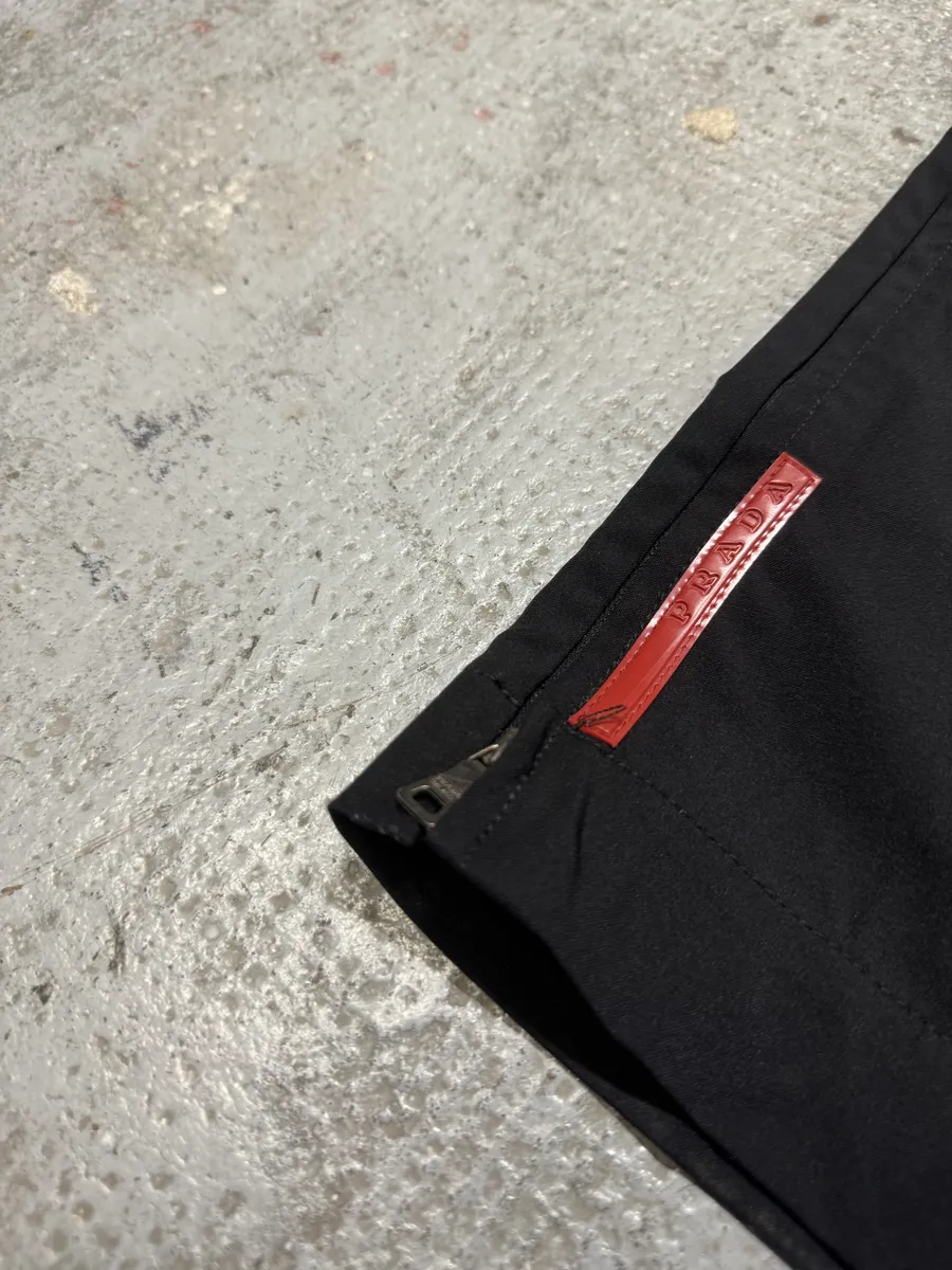 2000s Prada Sport Black Linea Rossa Zip Pants - Image 9