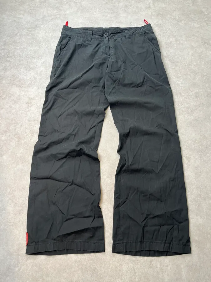 2000s Prada Sport Linea Rossa Black Nylon Pants