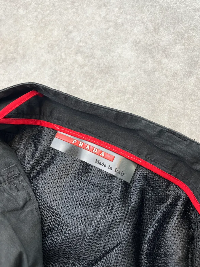 2000s Prada Sport Linea Rossa Black Nylon Pants - Image 13