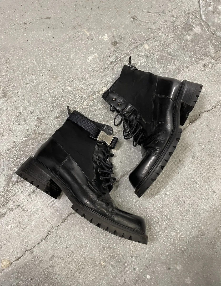 2000s Prada Strap Black Boots - Image 8