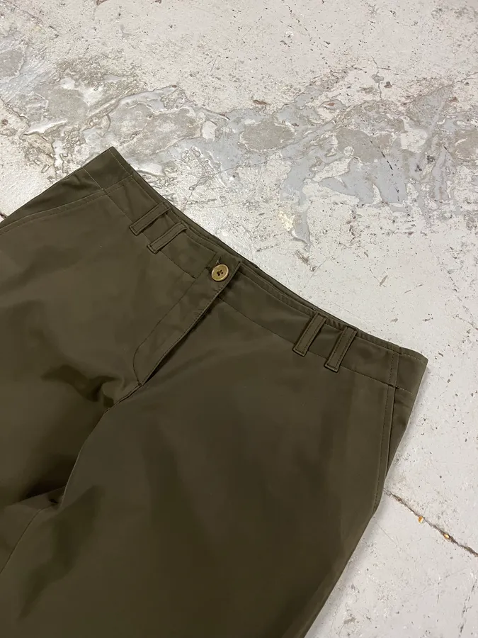 2000s Prada Stretch Olive Khaki Pants - Image 7