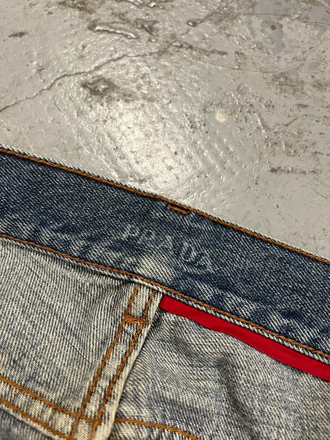 2000s Prada Tapered Light Blue Jeans - Image 13