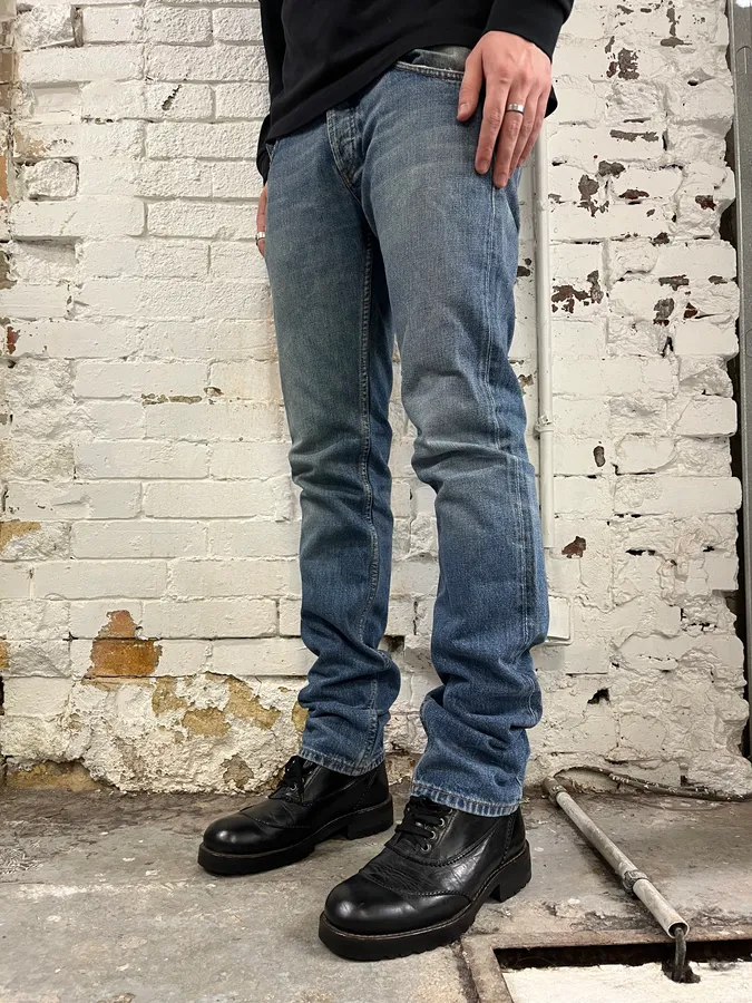 2000s Prada Tapered Light Blue Jeans - Image 2