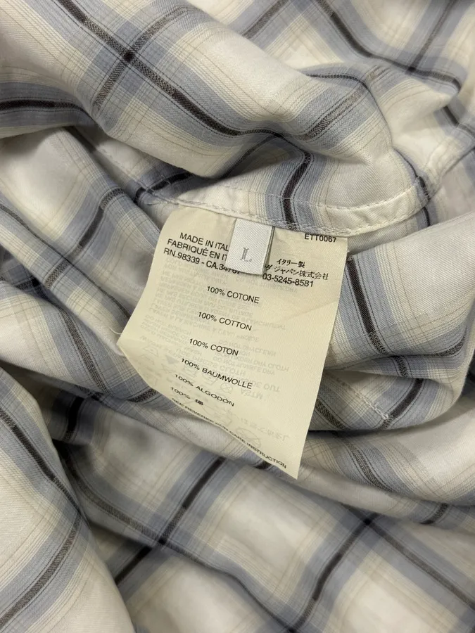2000s Prada White Blue Checkered Shirt - Image 8