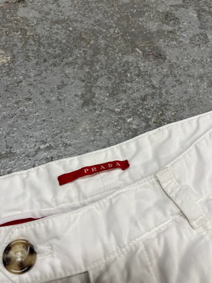 2000s Prada White Cargo Pants - Image 4