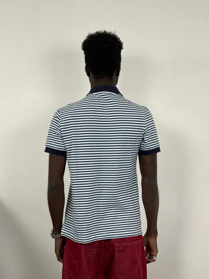 2000s Prada White & Navy Linea Rossa Polo Shirt - Image 3