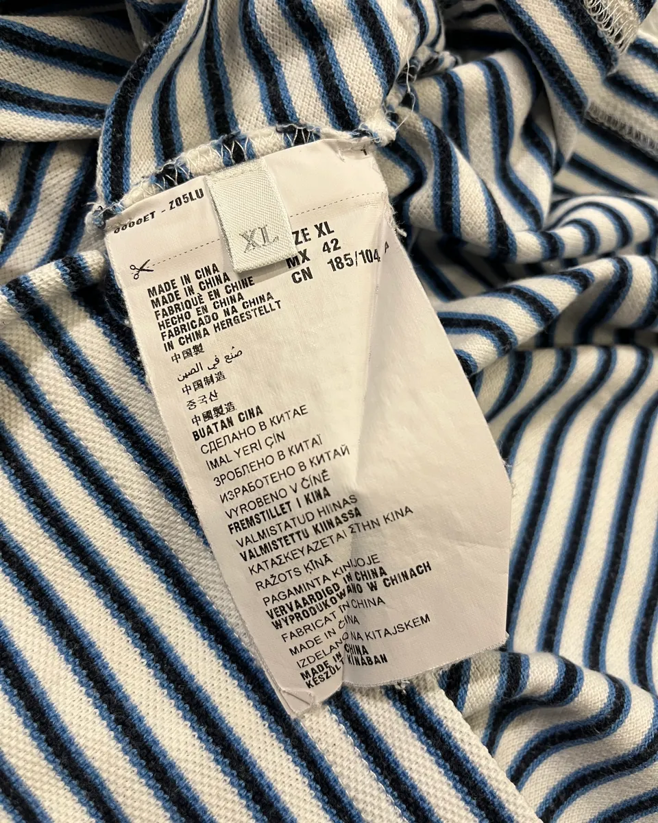 2000s Prada White & Navy Linea Rossa Striped Polo - Image 10